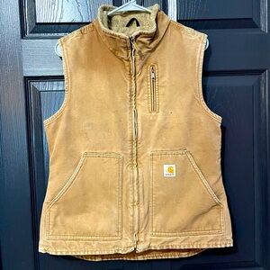 Carhartt Women’s Sherpa-Lined Tan Vest — Relaxed Fit size Medium